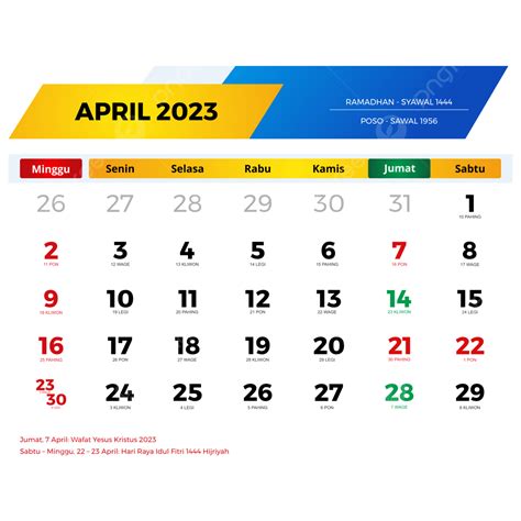 kalender bulan 4 2023